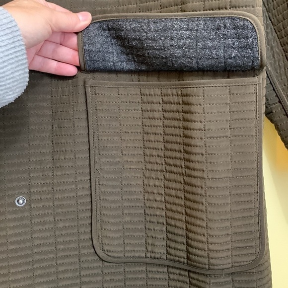 Hilary Radley || Brown Quilted Snap Collar Boxy Pocket Coat Jacket Small - Picture 13 of 17